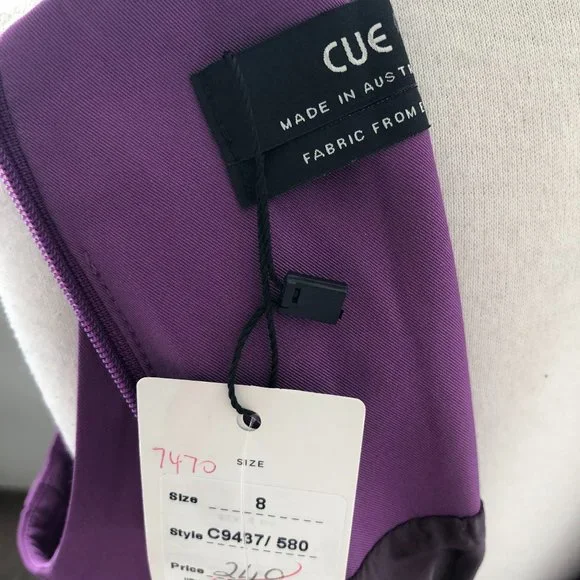 CUE Purple Sleeveless Pleated Fit n Flare Dress Size 8 New w Tags RRP $249 - Picture 10 of 12